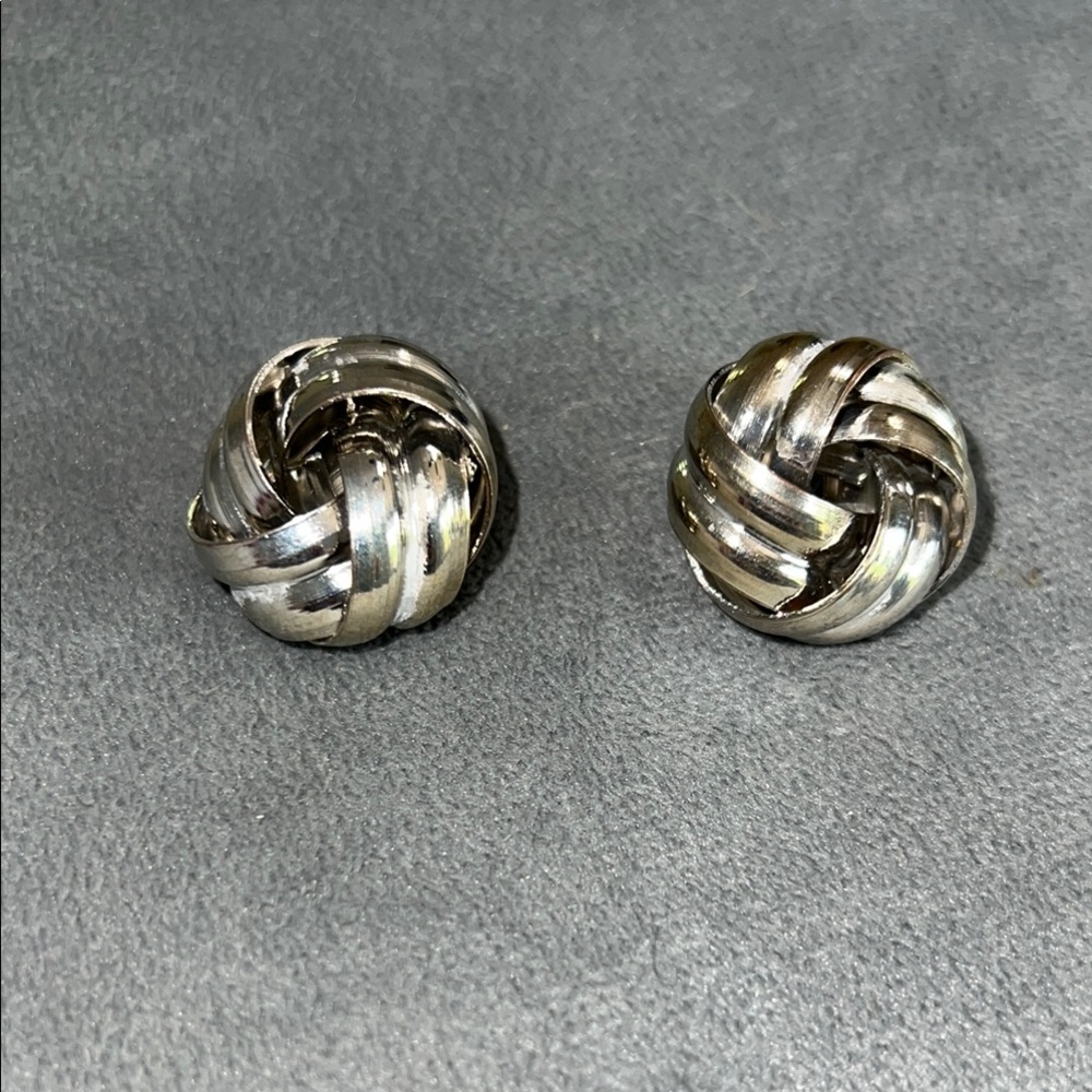 Vintage Silver Knot Clip-on Earrings